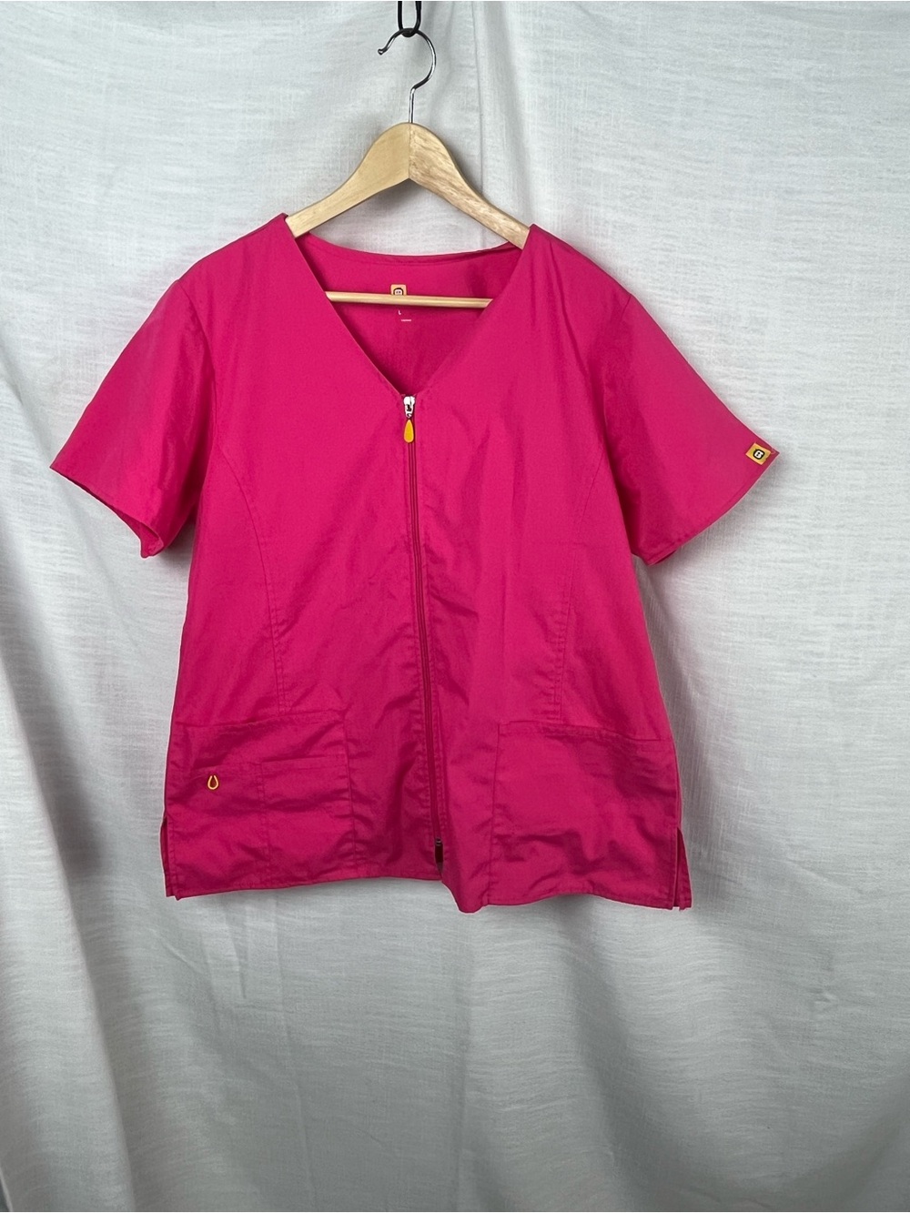 WonderWink Pink Scrubs Shirt with Zipper Size L - Picture 2 of 9